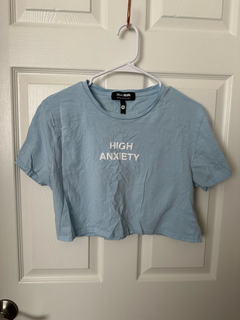 Light Blue 'High Anxiety' Cropped Tee